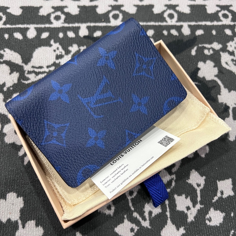 New Full Set LOUIS VUITTON Monogram Pocket Organizer in Cobalt M30301